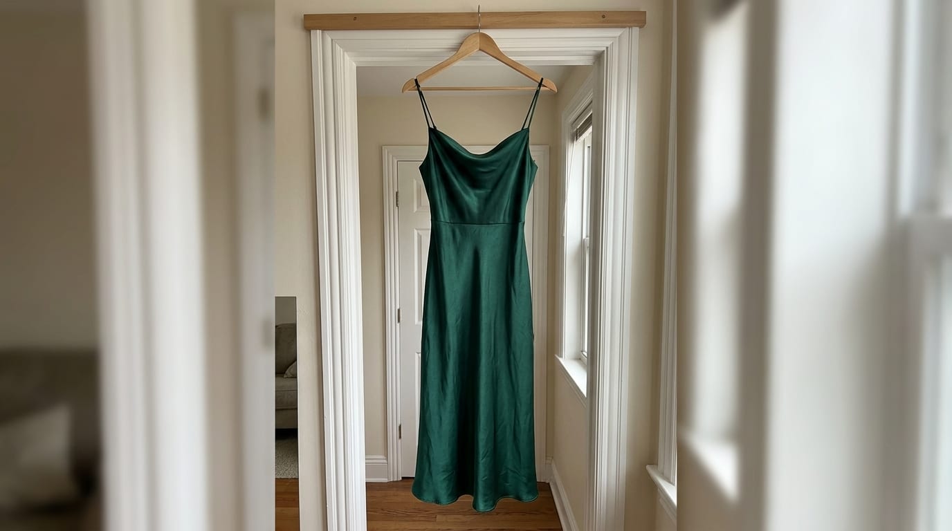 Evening dress photographed at home
